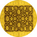 Round Oriental Yellow Traditional Rug, urb773yw