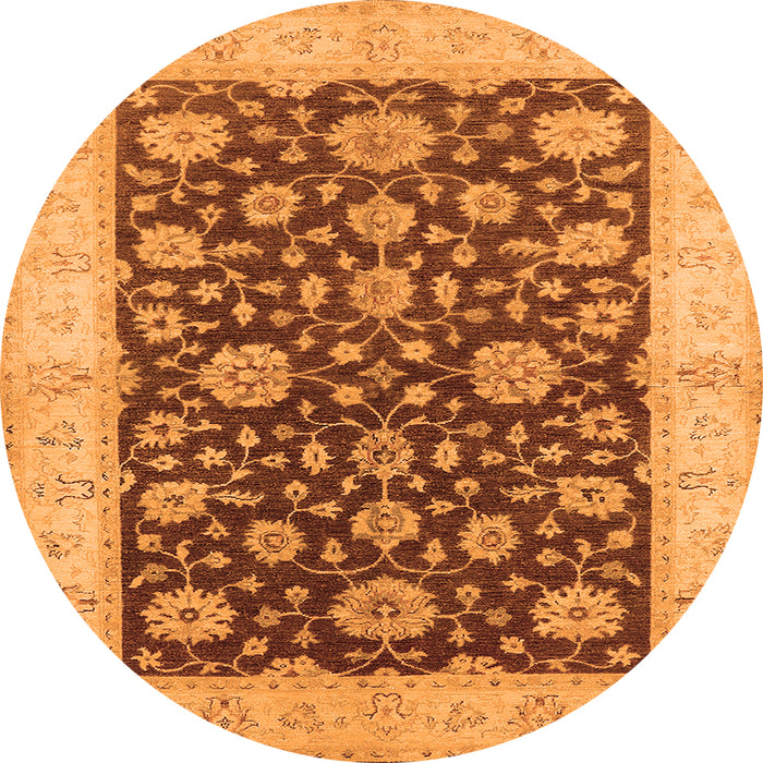 Round Oriental Orange Traditional Rug, urb773org