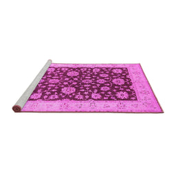 Sideview of Machine Washable Oriental Pink Traditional Rug, wshurb773pnk