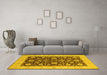 Machine Washable Oriental Yellow Traditional Rug in a Living Room, wshurb773yw