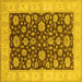 Square Machine Washable Oriental Yellow Traditional Rug, wshurb773yw