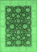 Machine Washable Oriental Emerald Green Traditional Area Rugs, wshurb773emgrn