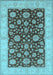 Machine Washable Oriental Light Blue Traditional Rug, wshurb773lblu