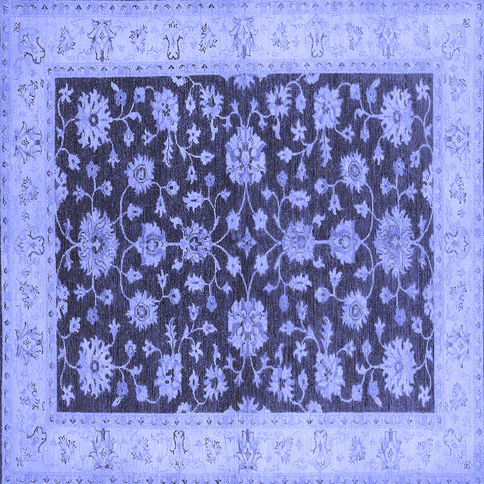 Square Machine Washable Oriental Blue Traditional Rug, wshurb773blu