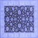 Square Machine Washable Oriental Blue Traditional Rug, wshurb773blu