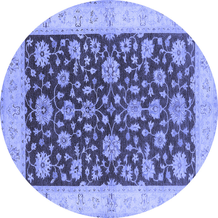 Round Oriental Blue Traditional Rug, urb773blu