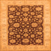 Square Machine Washable Oriental Orange Traditional Area Rugs, wshurb773org