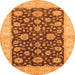 Round Machine Washable Oriental Orange Traditional Area Rugs, wshurb773org