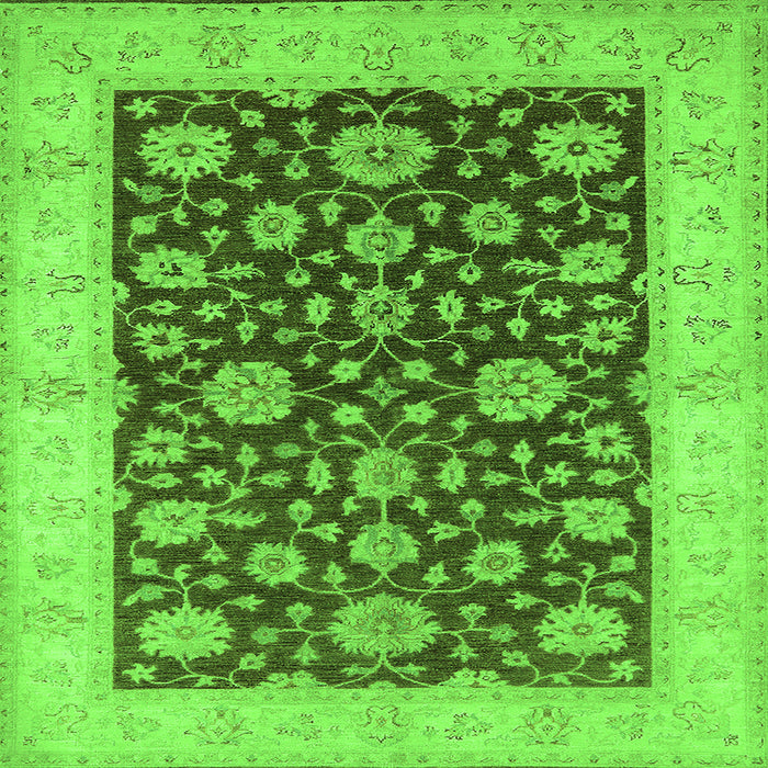 Square Oriental Green Traditional Rug, urb773grn