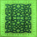 Square Machine Washable Oriental Green Traditional Area Rugs, wshurb774grn