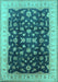 Machine Washable Oriental Turquoise Traditional Area Rugs, wshurb774turq