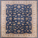 Square Mid-Century Modern Purple Navy Blue Oriental Rug, urb774