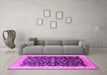 Machine Washable Oriental Pink Traditional Rug in a Living Room, wshurb774pnk