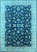 Machine Washable Oriental Light Blue Traditional Rug, wshurb774lblu