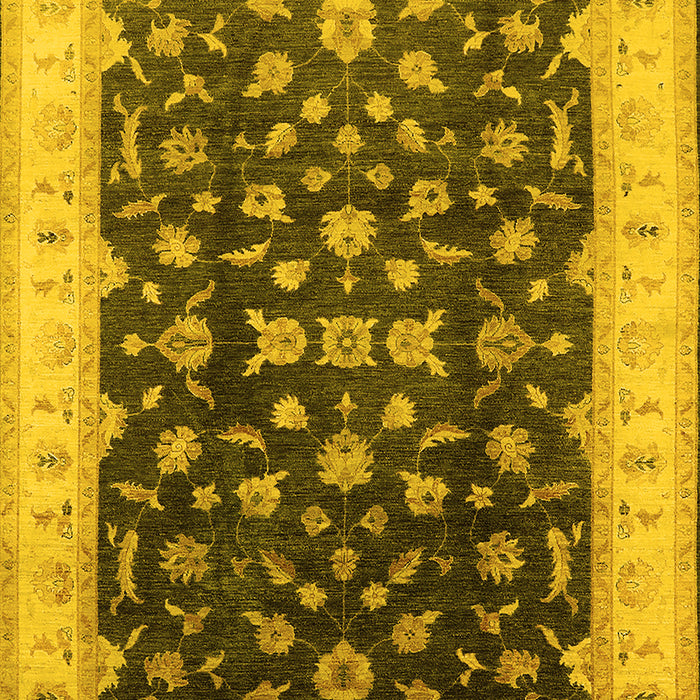Machine Washable Oriental Yellow Traditional Rug, wshurb774yw