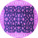 Round Oriental Purple Traditional Rug, urb774pur