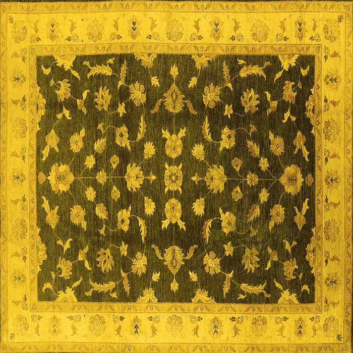 Square Machine Washable Oriental Yellow Traditional Rug, wshurb774yw