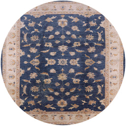 Round Machine Washable Industrial Modern Purple Navy Blue Rug, wshurb774