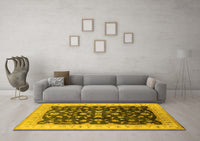 Machine Washable Oriental Yellow Traditional Rug, wshurb774yw