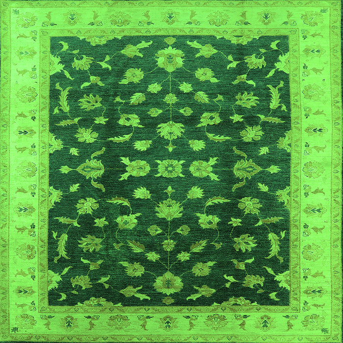 Square Oriental Green Traditional Rug, urb774grn
