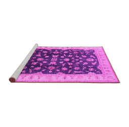 Sideview of Machine Washable Oriental Pink Traditional Rug, wshurb774pnk