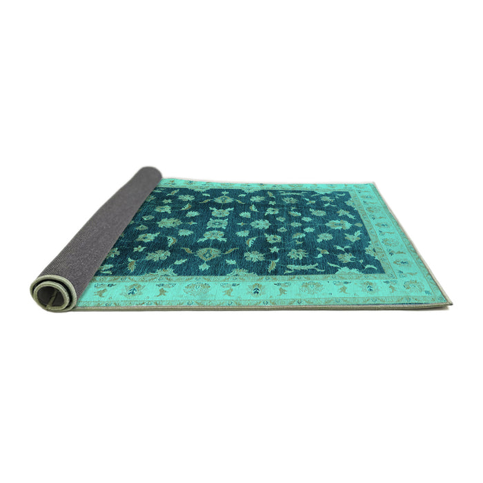 Sideview of Oriental Turquoise Traditional Rug, urb774turq