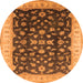 Round Oriental Orange Traditional Rug, urb774org