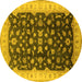 Round Oriental Yellow Traditional Rug, urb774yw