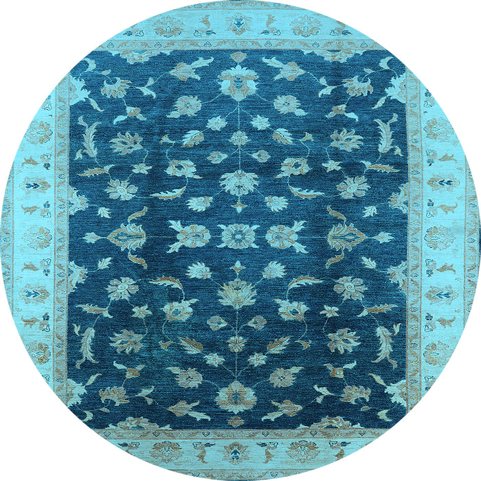 Round Oriental Light Blue Traditional Rug, urb774lblu