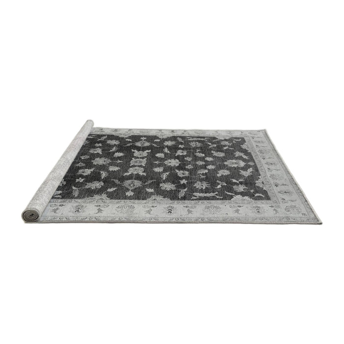 Sideview of Machine Washable Oriental Gray Traditional Rug, wshurb774gry