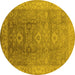 Round Oriental Yellow Traditional Rug, urb775yw