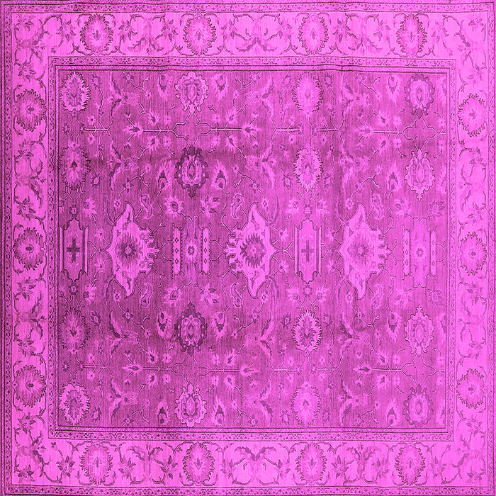 Square Machine Washable Oriental Pink Traditional Rug, wshurb775pnk