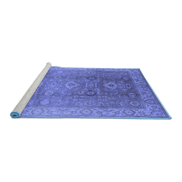 Sideview of Machine Washable Oriental Blue Traditional Rug, wshurb775blu