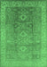 Machine Washable Oriental Emerald Green Traditional Area Rugs, wshurb775emgrn