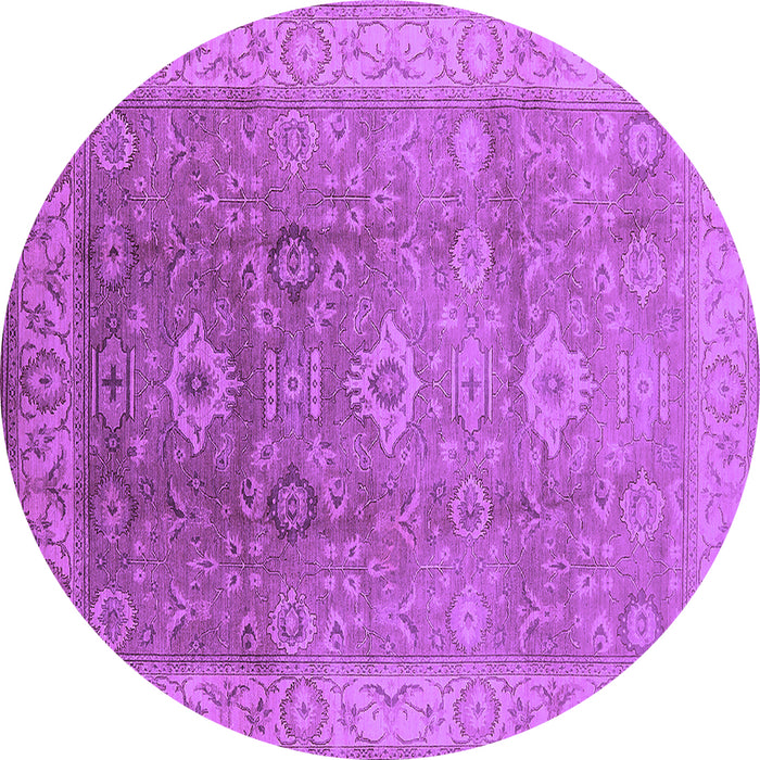 Round Oriental Purple Traditional Rug, urb775pur
