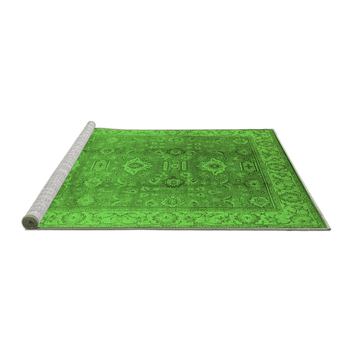 Sideview of Machine Washable Oriental Green Traditional Area Rugs, wshurb775grn