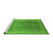 Sideview of Machine Washable Oriental Green Traditional Area Rugs, wshurb775grn