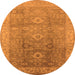 Round Oriental Orange Traditional Rug, urb775org