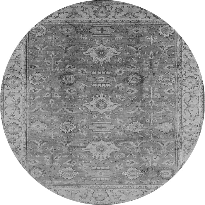 Round Machine Washable Oriental Gray Traditional Rug, wshurb775gry
