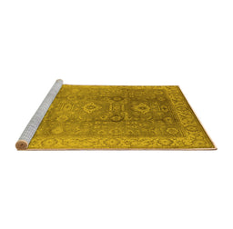 Sideview of Machine Washable Oriental Yellow Traditional Rug, wshurb775yw