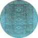 Round Oriental Light Blue Traditional Rug, urb775lblu