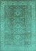 Machine Washable Oriental Turquoise Traditional Area Rugs, wshurb775turq