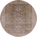 Round Machine Washable Industrial Modern Brown Rug, wshurb775