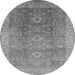 Round Oriental Gray Traditional Rug, urb775gry