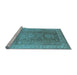 Sideview of Machine Washable Oriental Light Blue Traditional Rug, wshurb775lblu