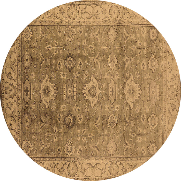 Round Oriental Brown Traditional Rug, urb775brn