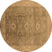 Round Oriental Brown Traditional Rug, urb775brn