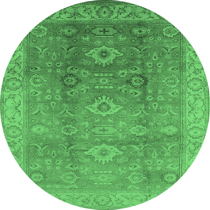Round Oriental Emerald Green Traditional Rug, urb775emgrn