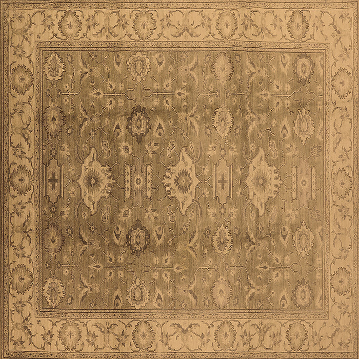 Square Oriental Brown Traditional Rug, urb775brn