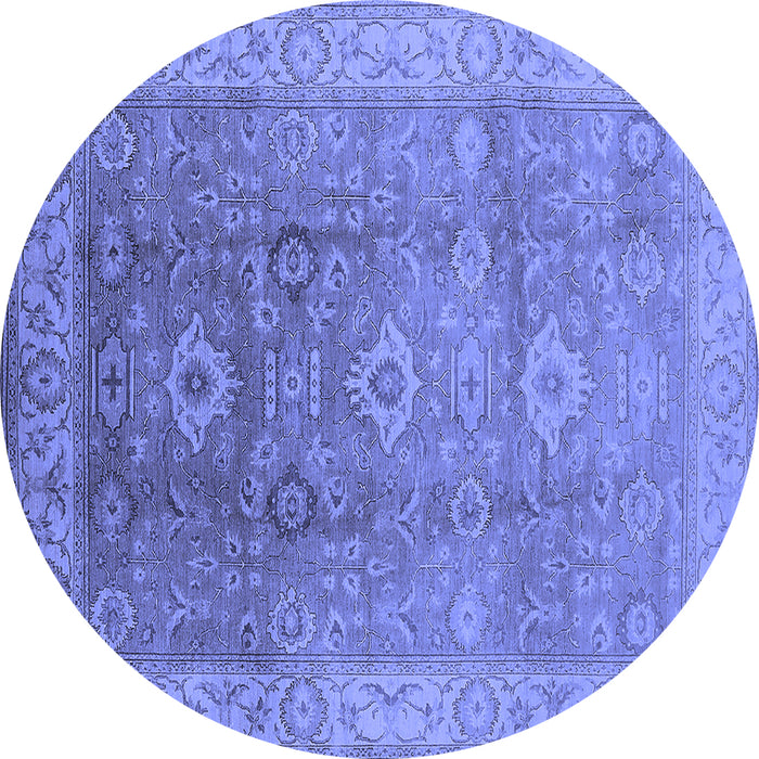 Round Machine Washable Oriental Blue Traditional Rug, wshurb775blu